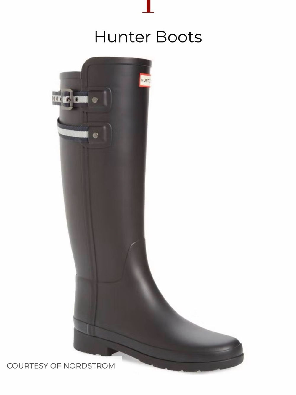Hunter Tall Women’s Rain Boots in Dark Grey with Striped Back Detail Size 39